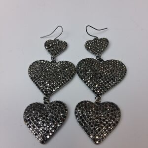 Thalia Sodi Shimmering Silver Triple Heart Earrings